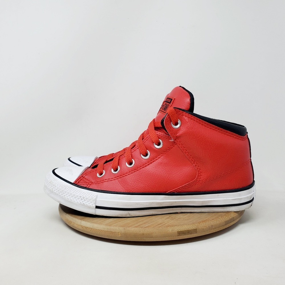 Converse Street Mid Womens 8 Red Leather Chuck Taylor All Star Sneaker